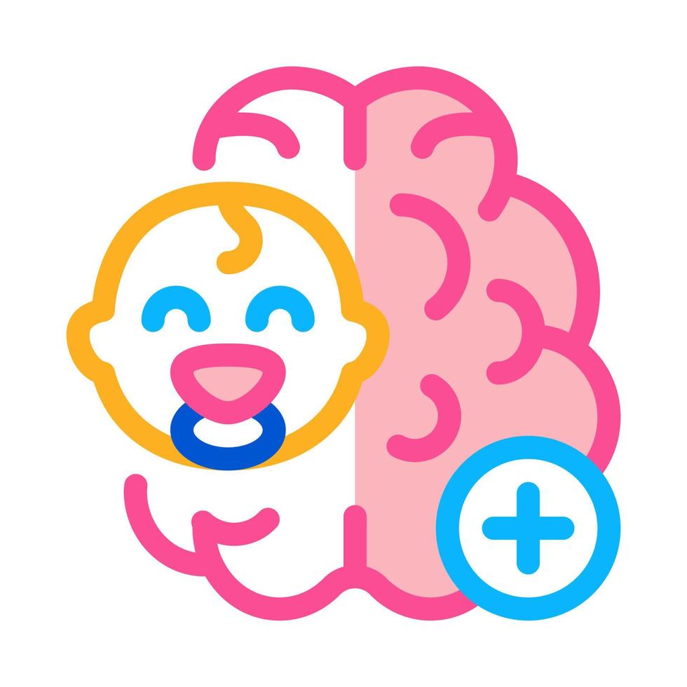 bambino cervello icona vettore schema illustrazione