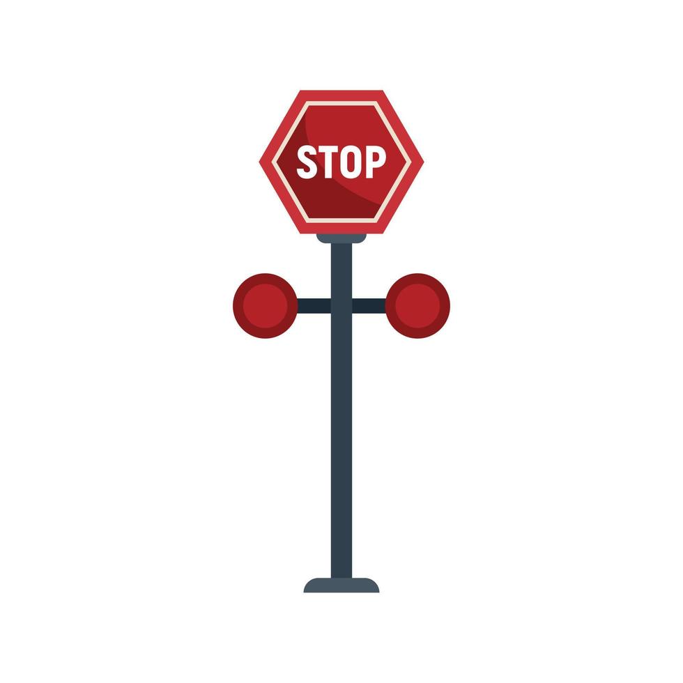 fermare cartello barriera icona piatto vettore. treno strada vettore