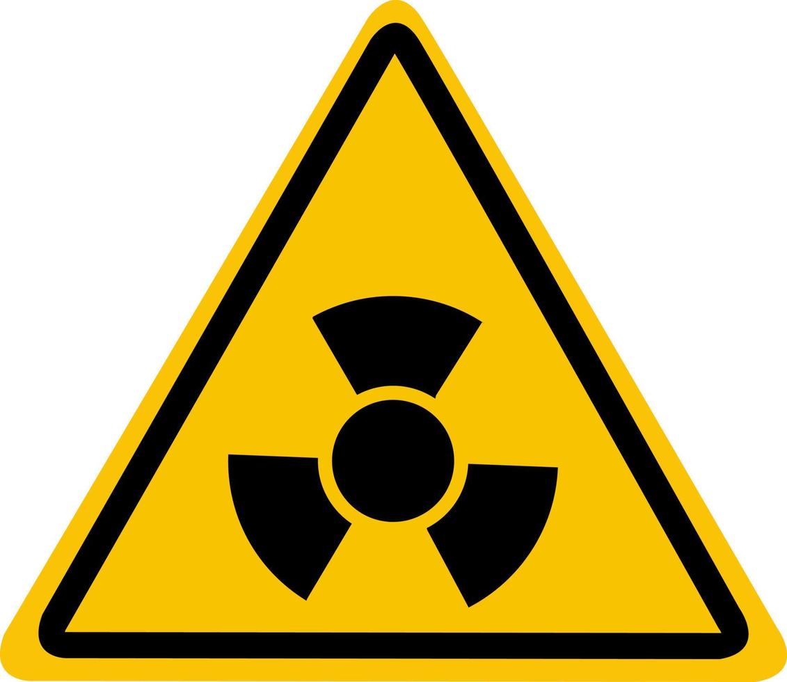 un' giallo triangolo con un' trifoglio dentro. cartello di radioattivo Pericolo. attenzione e avvertimento. vettore