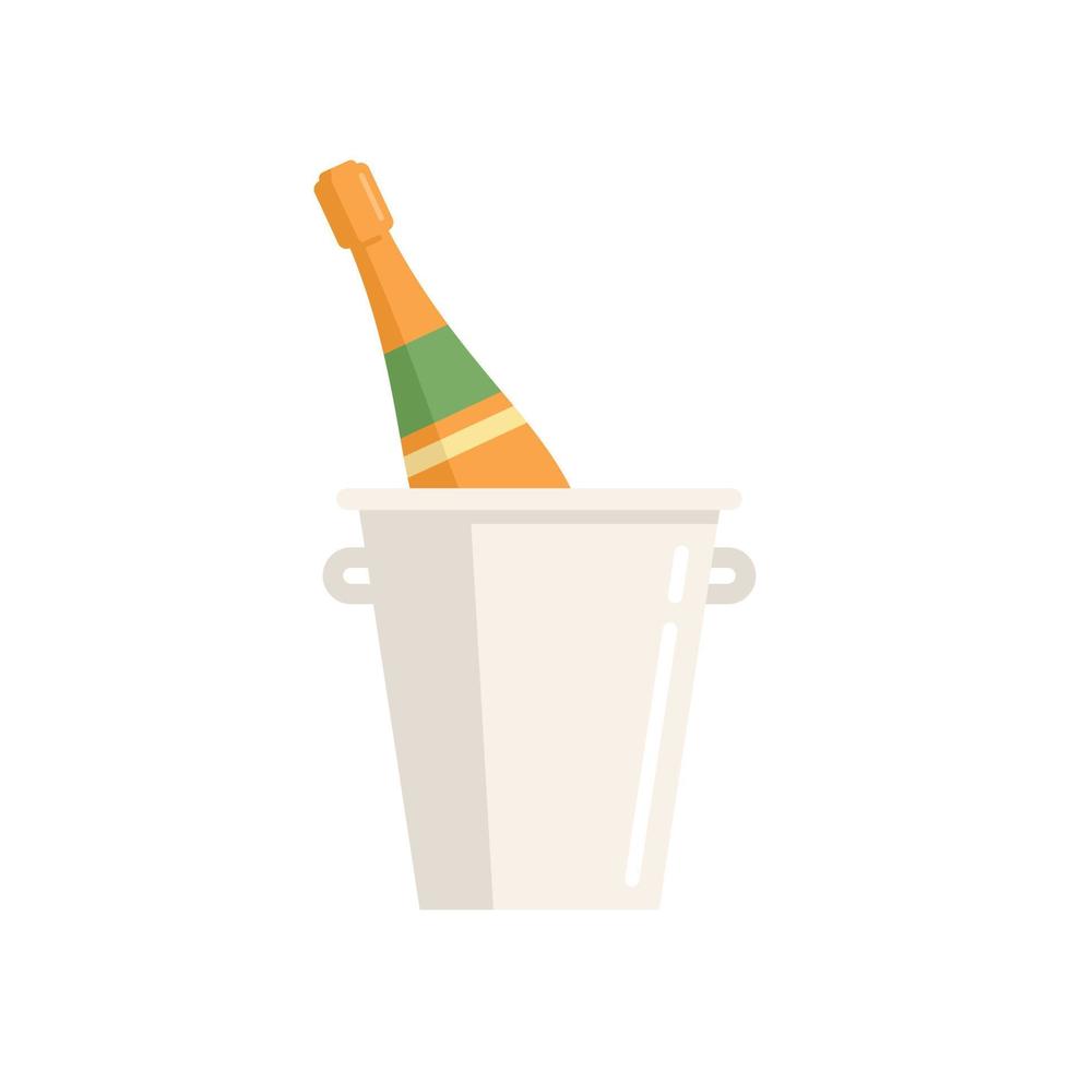 ghiaccio Champagne bottiglia icona piatto vettore. vino bicchiere vettore
