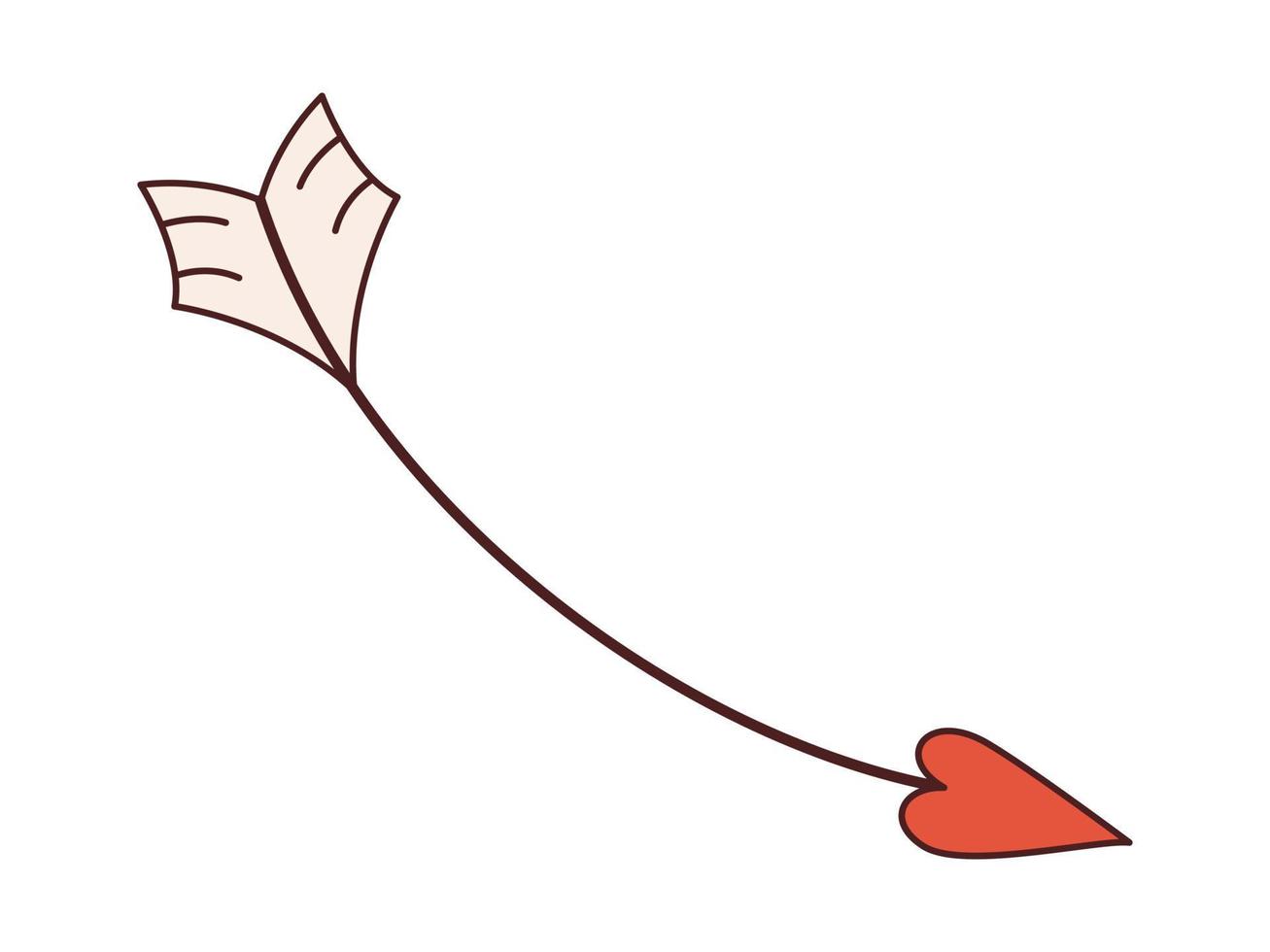 vettore freccia con cuore sagomato punta di freccia nel retrò stile. Groovy san valentino giorno. y2k amore illustrazione con freccia.