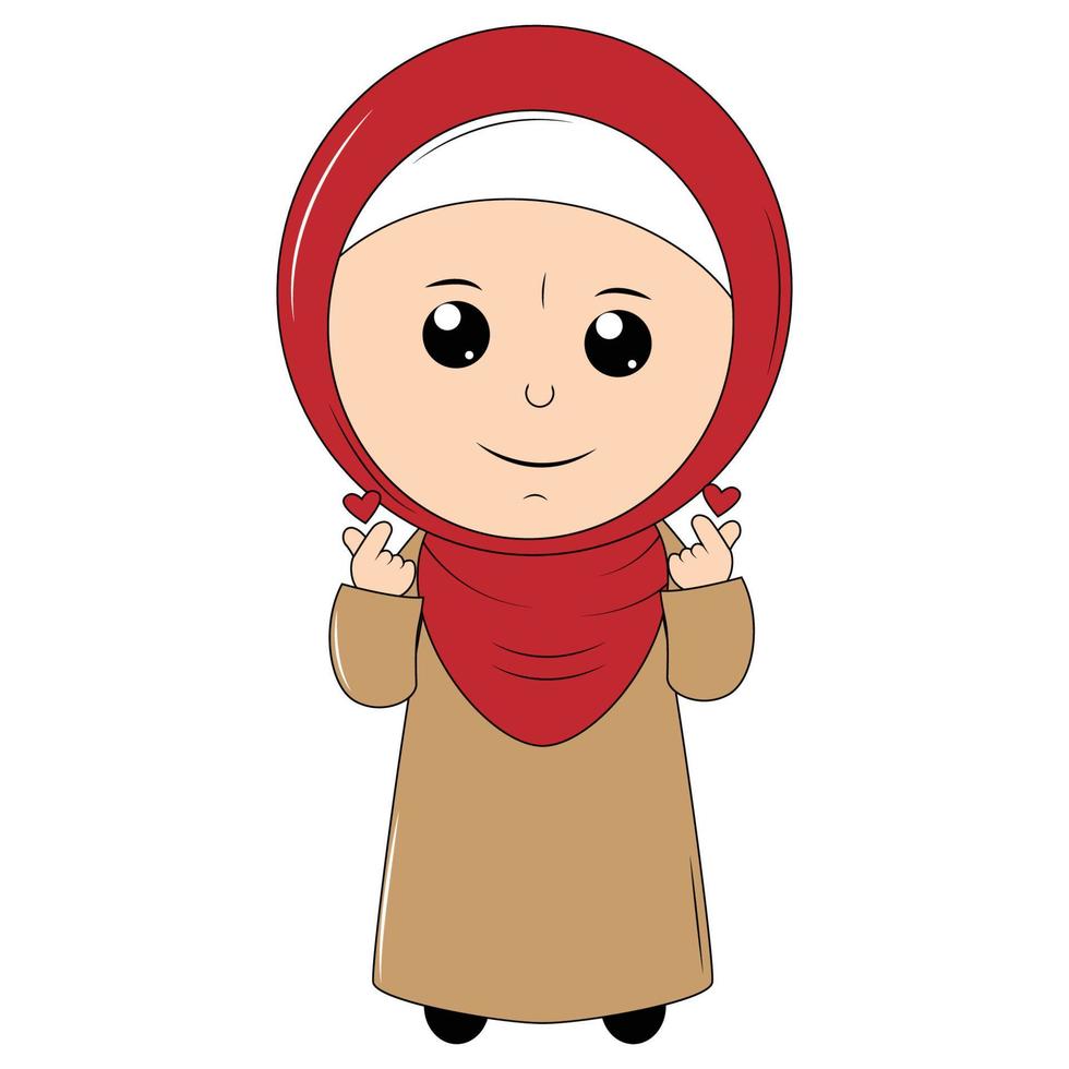 carino ragazza cartone animato con hijab vettore