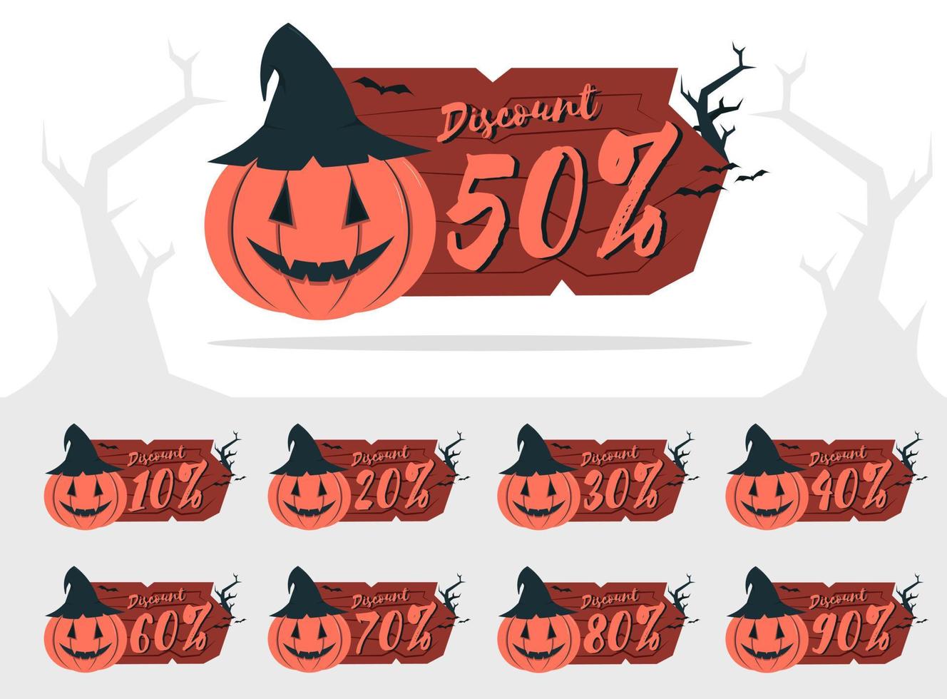 impostato di Halloween sconto etichetta etichetta modello vettore