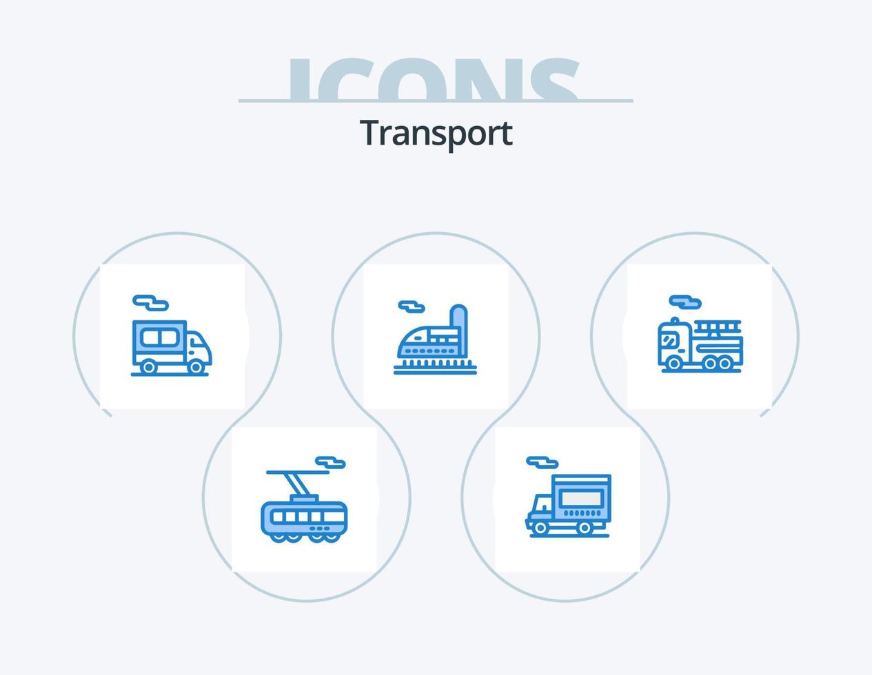 trasporto blu icona imballare 5 icona design. . quadrilatero. consegna. bicicletta. trasporto vettore
