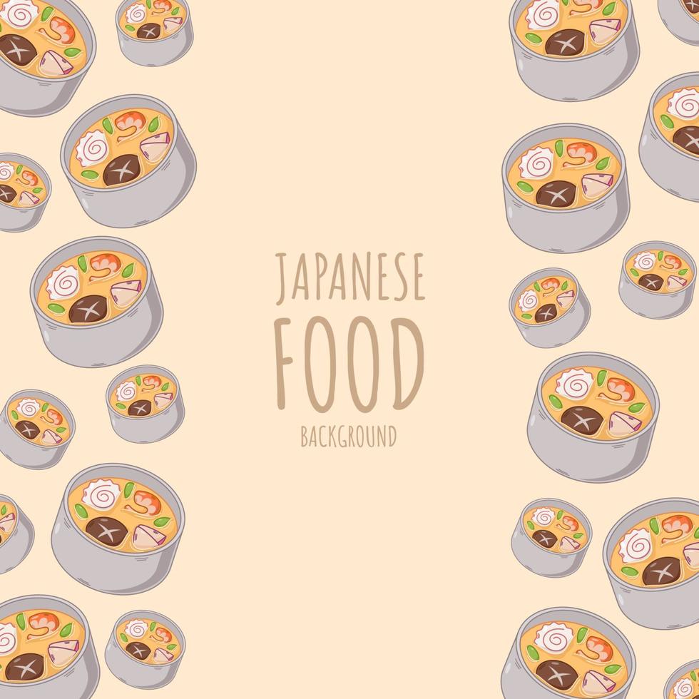cartone animato chawanmushi, giapponese cibo telaio confine sfondo vettore