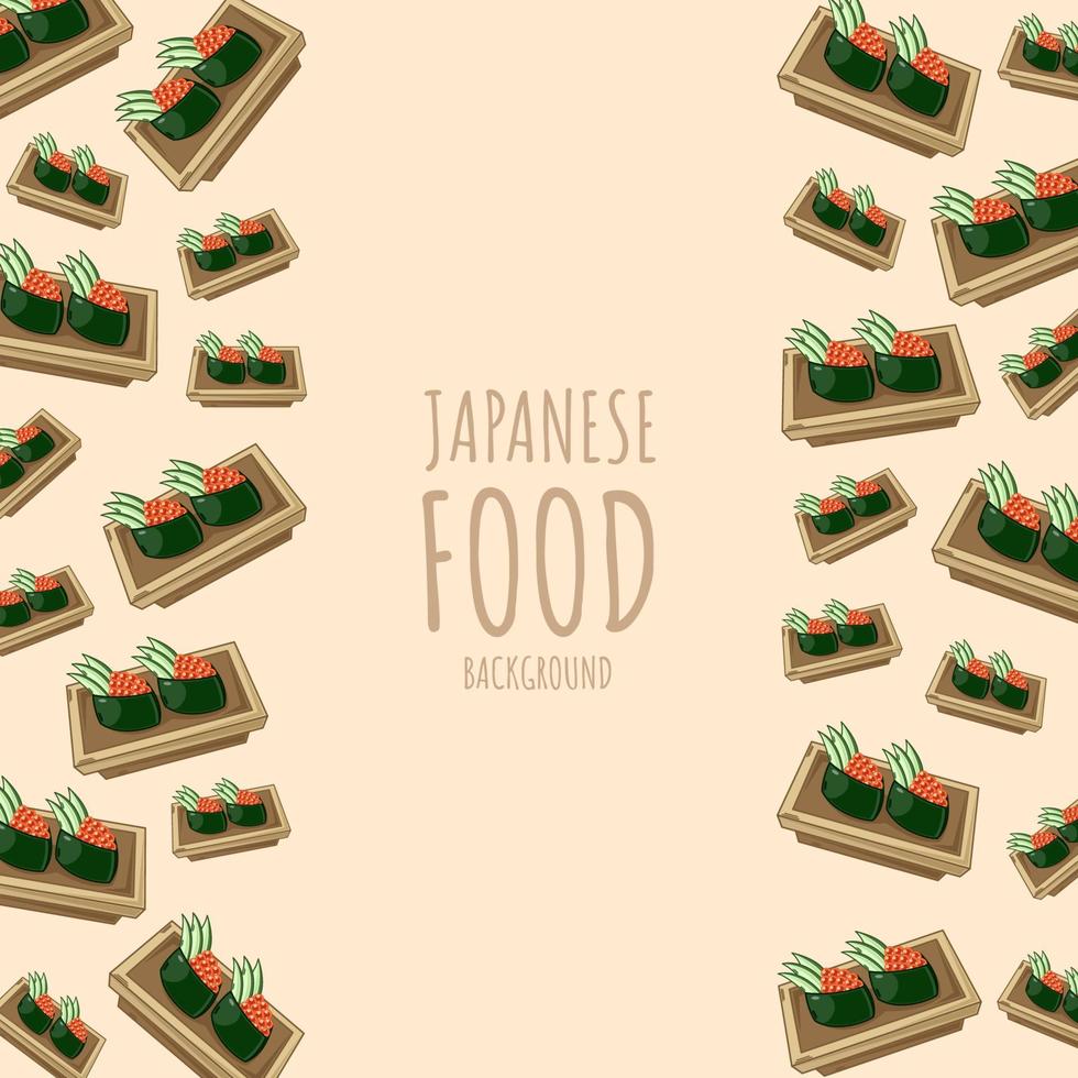 cartone animato Gunkan-maki Sushi, giapponese cibo telaio confine sfondo vettore