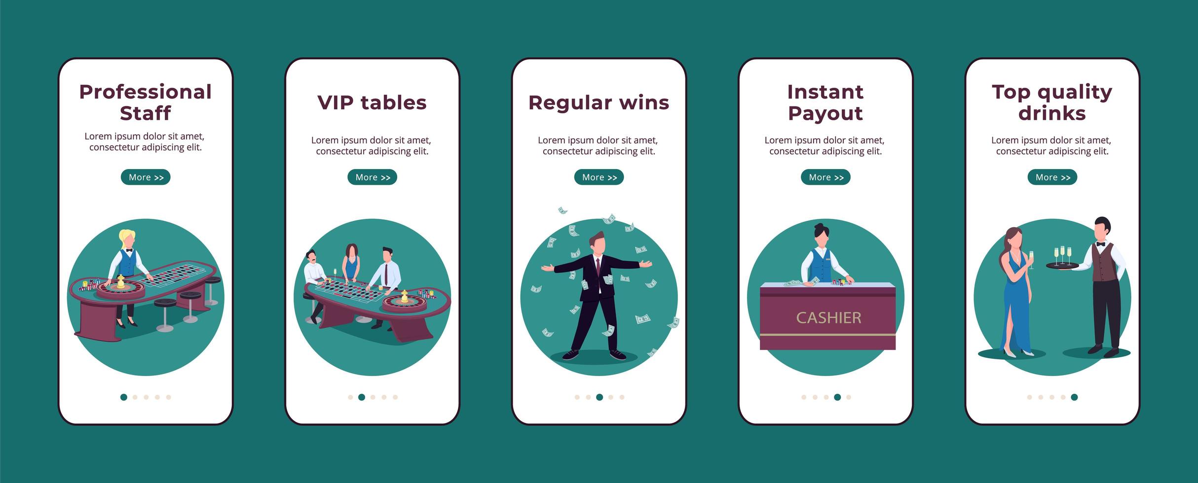 app mobile per l'onboarding del casinò vettore