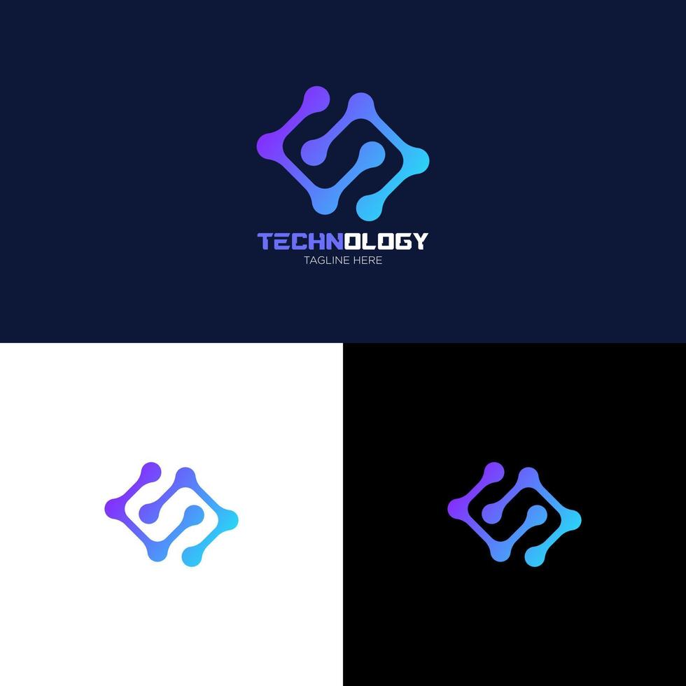 illustrazione tecnologia logo design. digitale tecnologia. cervello logo modello. astratto vettore logo