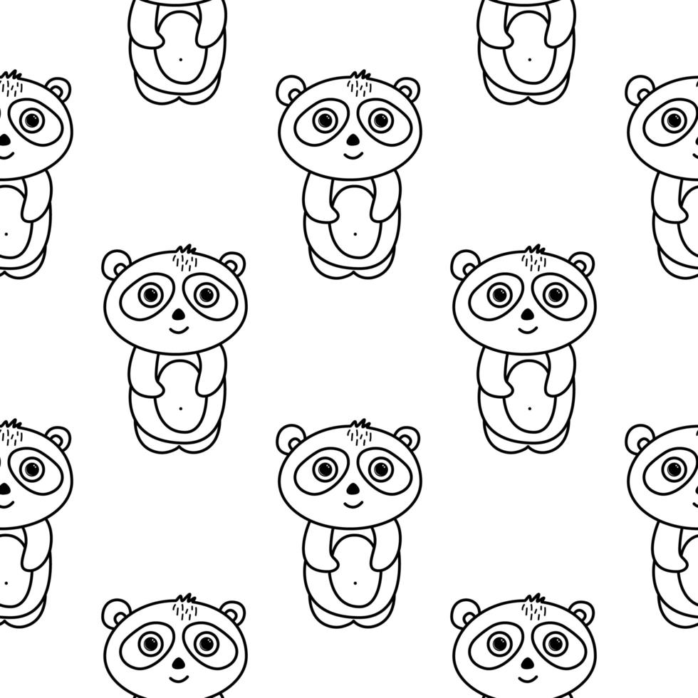 Panda senza cuciture in stile doodle vettore