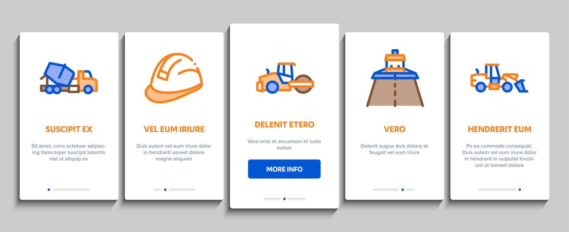 strada riparazione e costruzione onboarding elementi icone impostato vettore