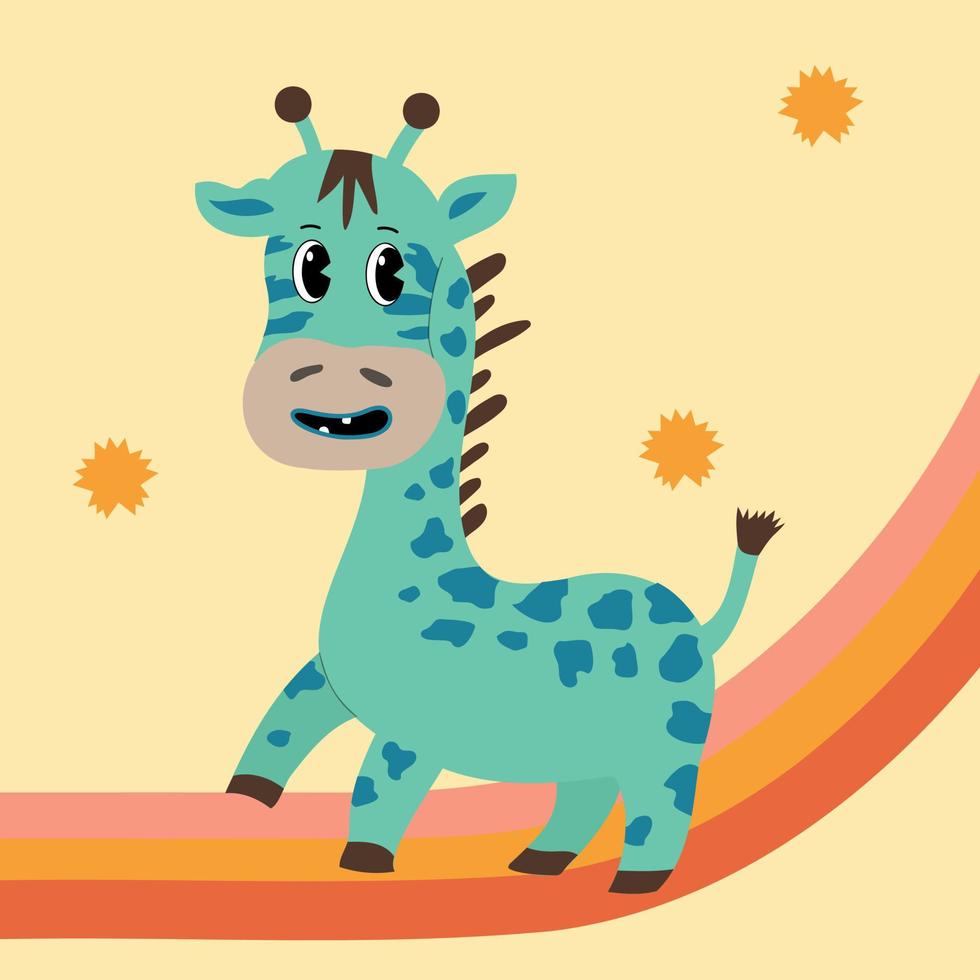 blu cartone animato giraffa vettore