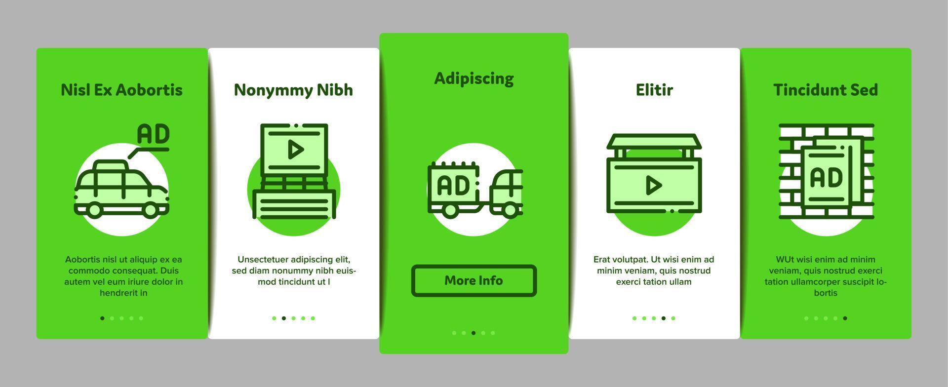 all'aperto media pubblicità promo onboarding elementi icone impostato vettore