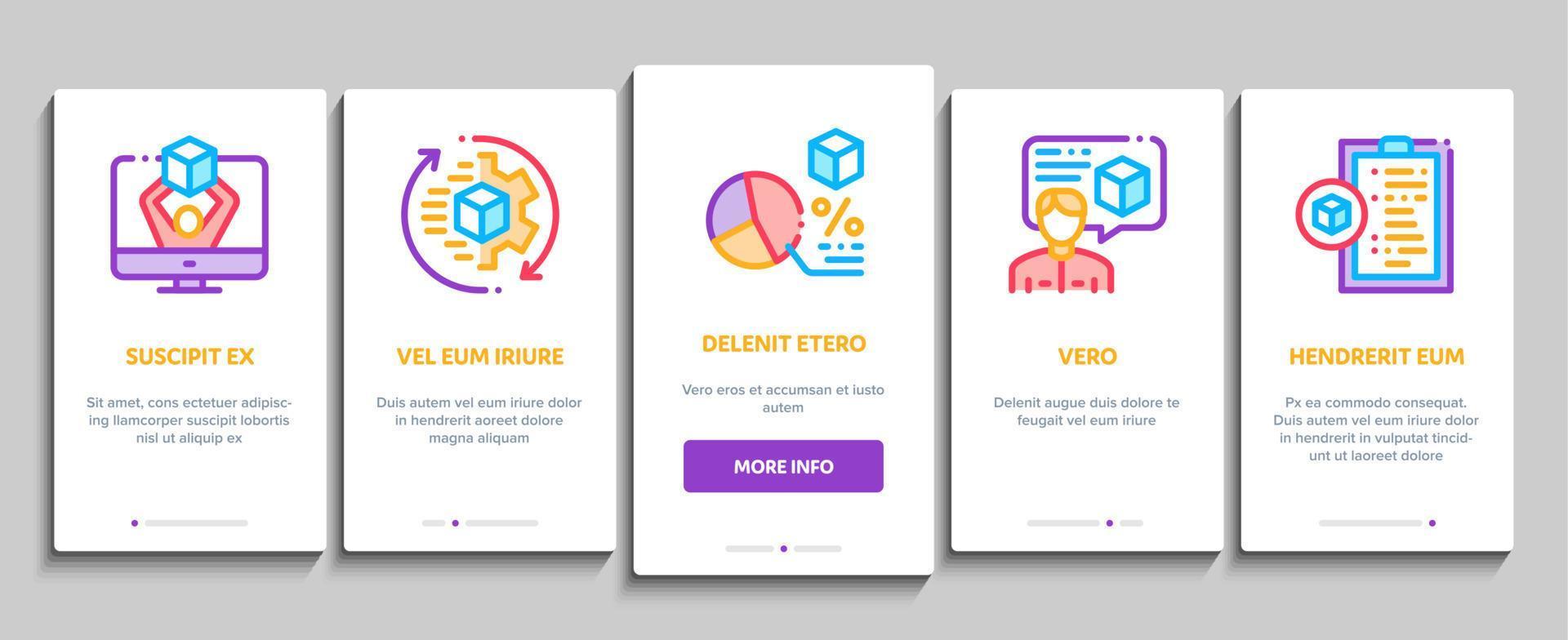 Prodotto manager opera onboarding elementi icone impostato vettore