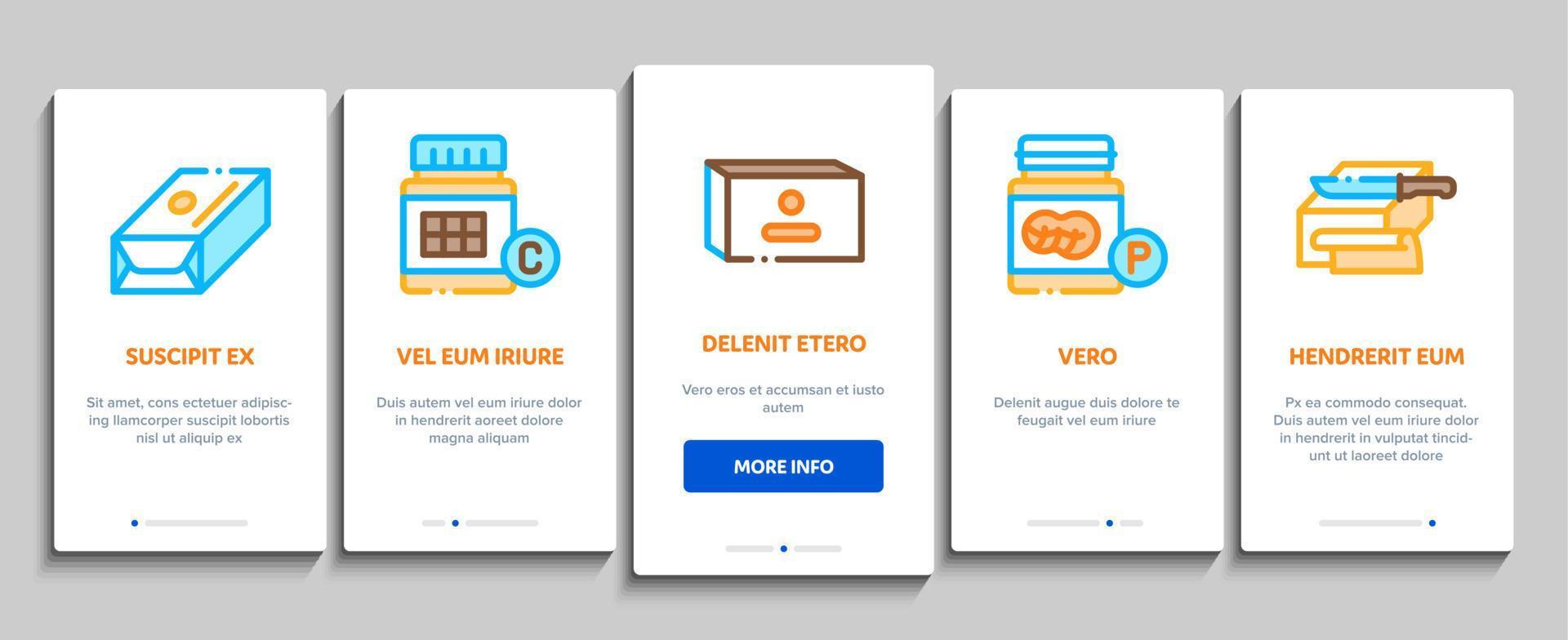 burro o margarina onboarding elementi icone impostato vettore