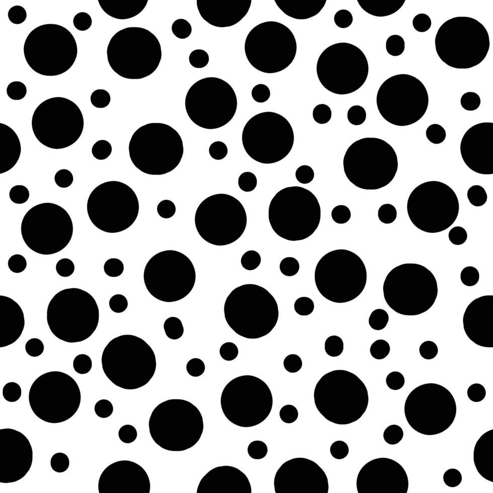 nero e bianca senza soluzione di continuità polka punto modello. monocromo, tratteggiata vettore sfondo. geometrico astratto con nero cerchi. eps 10.