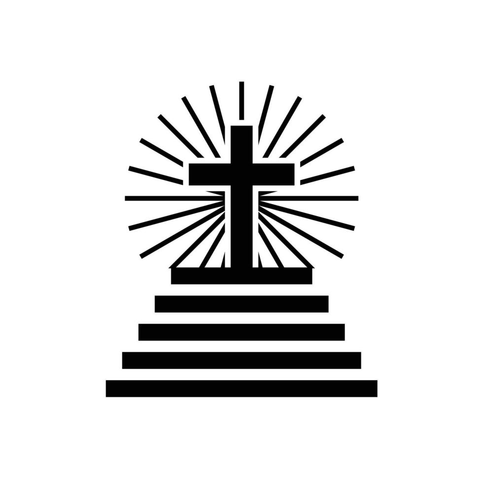 dritto sentiero per il Paradiso cristiano cattolico attraversare con sunburst nel il superiore di di sopra logo design vettore