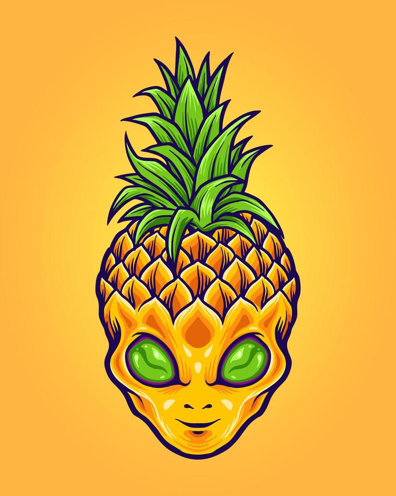 mascotte di ananas alieno vettore