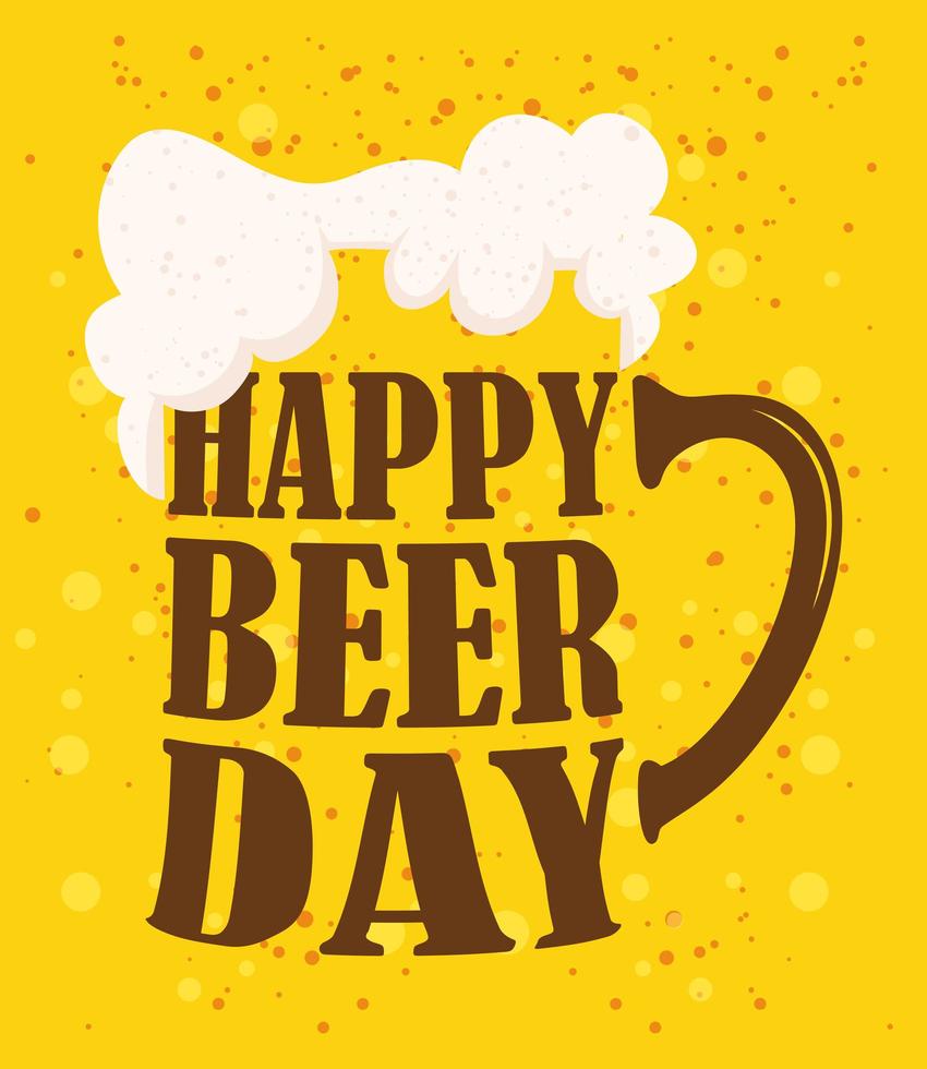 composizione di celebrazione del giorno della birra con tazza scritta vettore