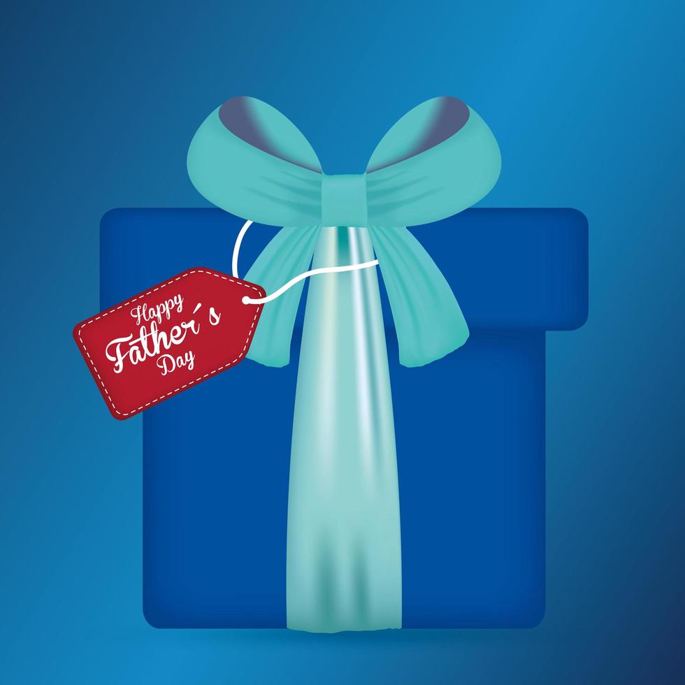 carta di felice festa del papà con confezione regalo blu vettore