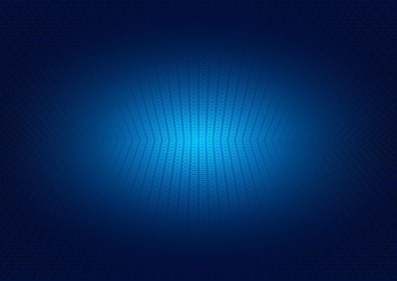 griglia prospettiva astratta su sfondo blu incandescente vettore