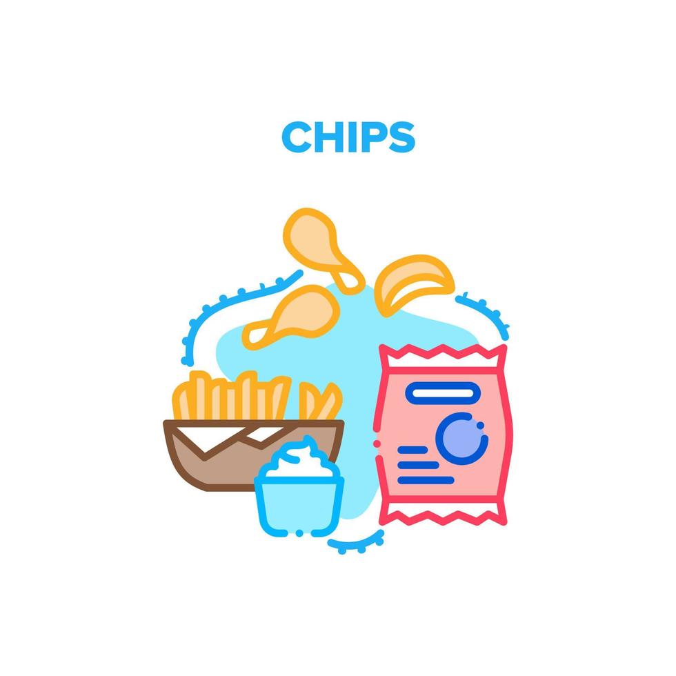illustrazione a colori del concetto di vettore di snack di patatine fritte
