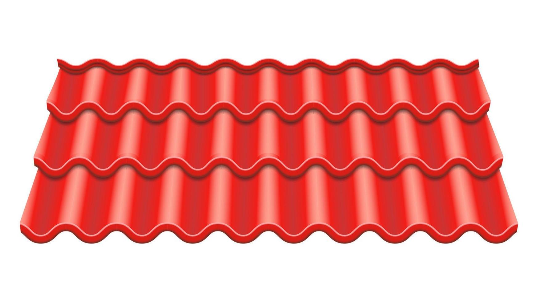 rosso ondulato piastrella vettore. elemento di tetto. ceramica piastrelle. frammento di tetto illustrazione. vettore