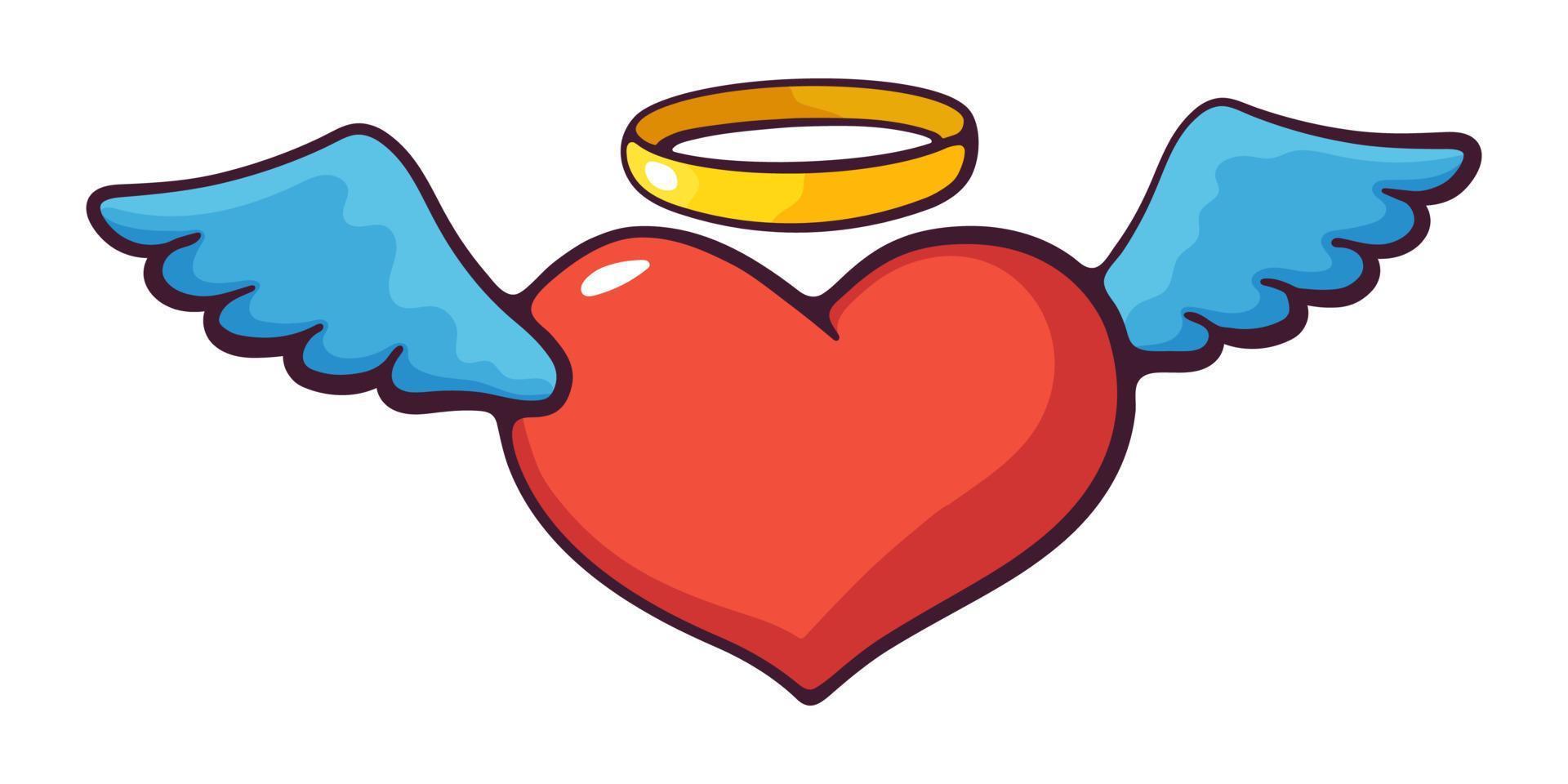 cartone animato illustrazione di angelo cuore con Ali vettore
