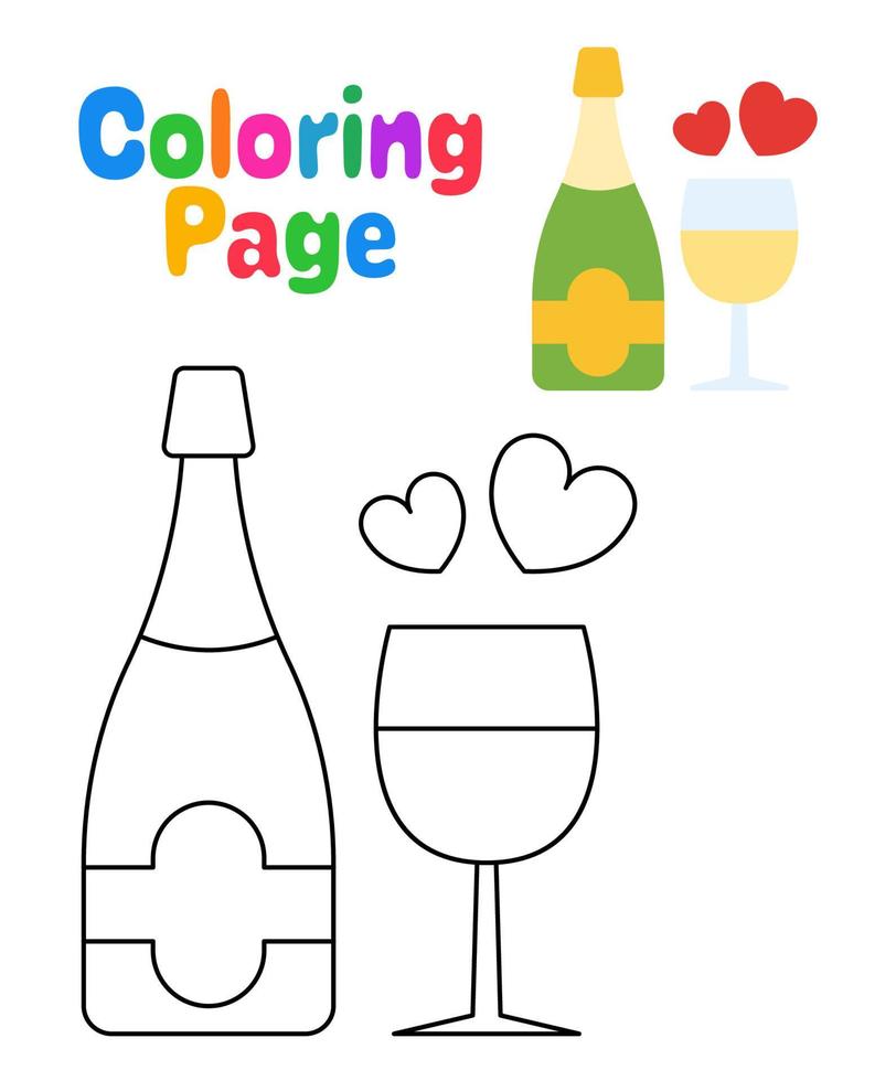 colorazione pagina con Champagne per bambini vettore