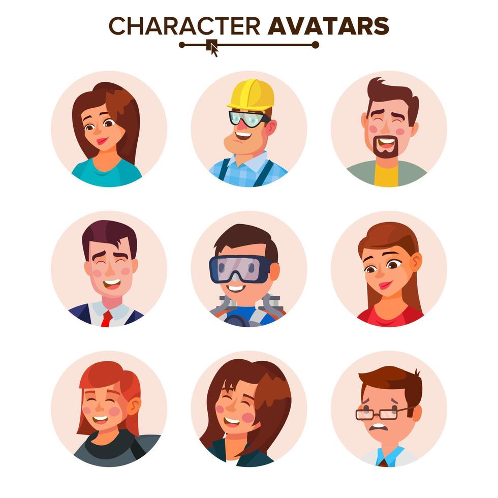 persone avatar collezione vettore. predefinito personaggi avatar. cartone animato ragnatela isolato illustrazione vettore