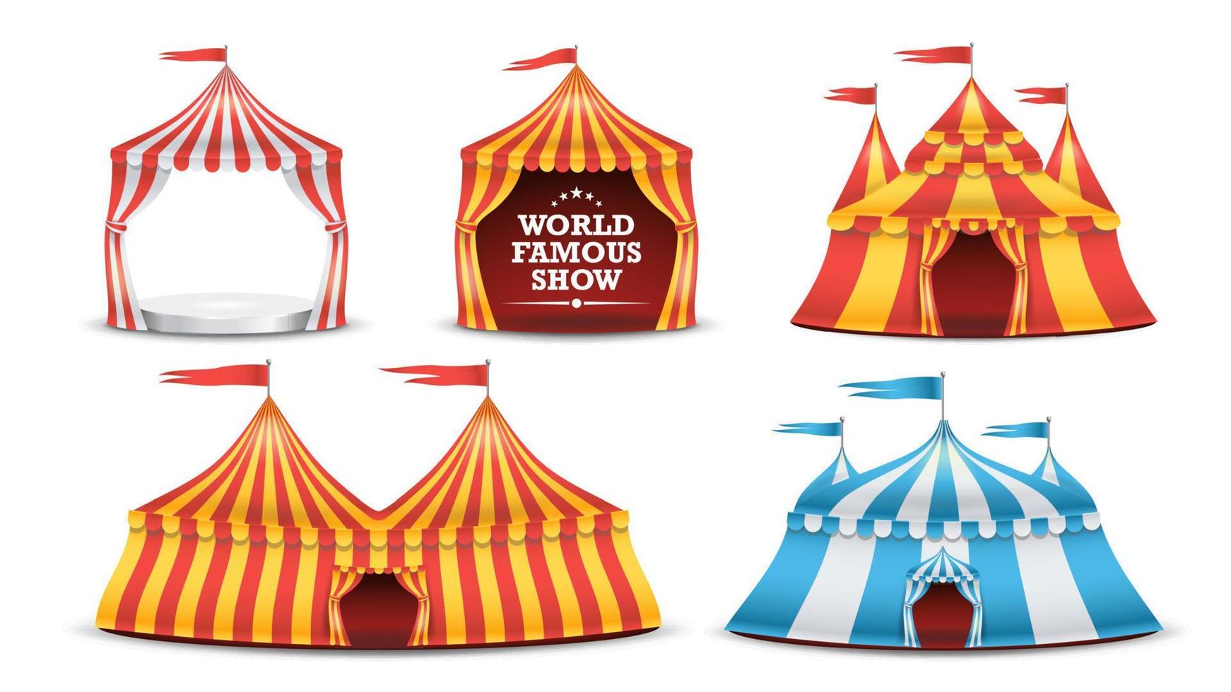 circo tenda impostato vettore. multicolore luna park, carnevale vacanze concetto. illustrazione vettore