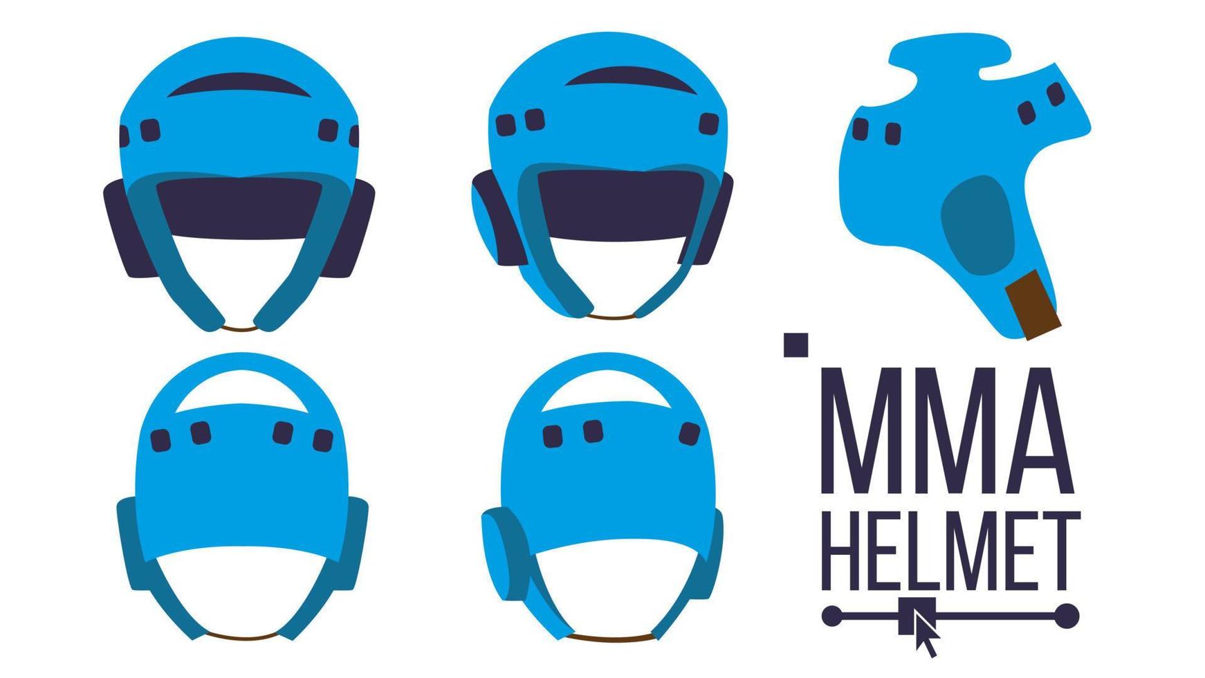 mma casco vettore. sport gioco attrezzatura icona. diverso Visualizza. boxe protezione casco. isolato piatto illustrazione isolato piatto illustrazione vettore