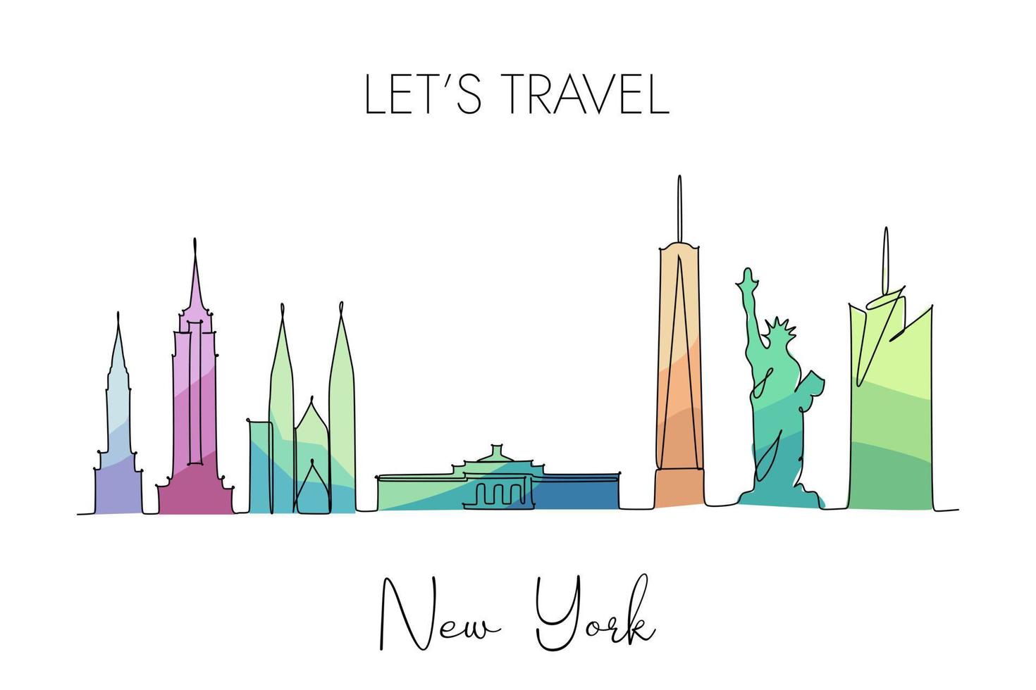 continuo linea disegno di nuovo York città Stati Uniti d'America vettore