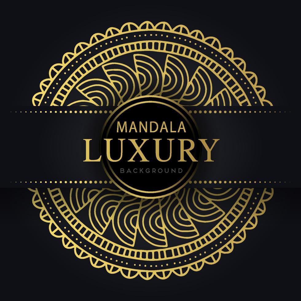 lusso mandala d'oro con un' nero sfondo elegante design vettore