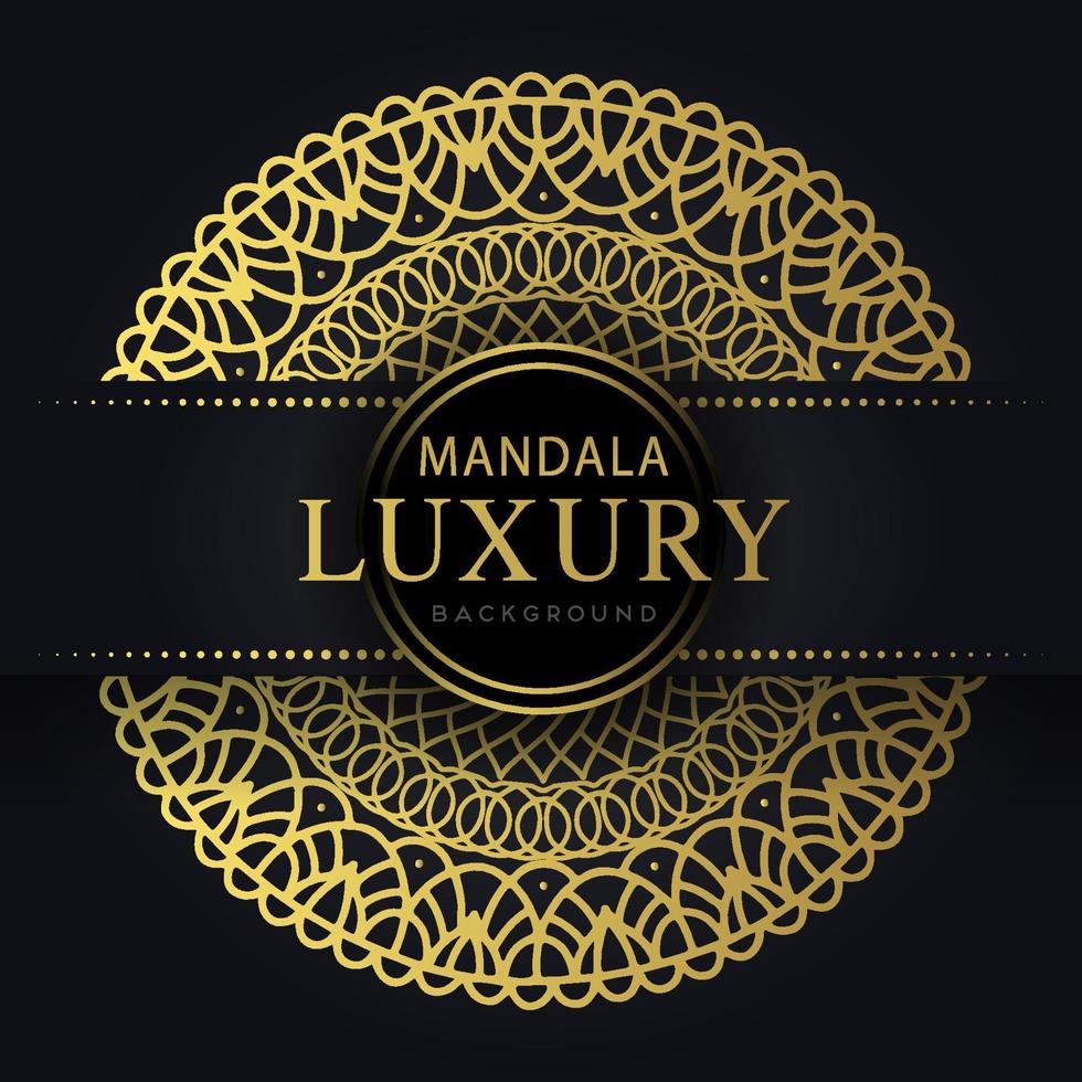 lusso mandala d'oro con un' nero sfondo elegante design vettore