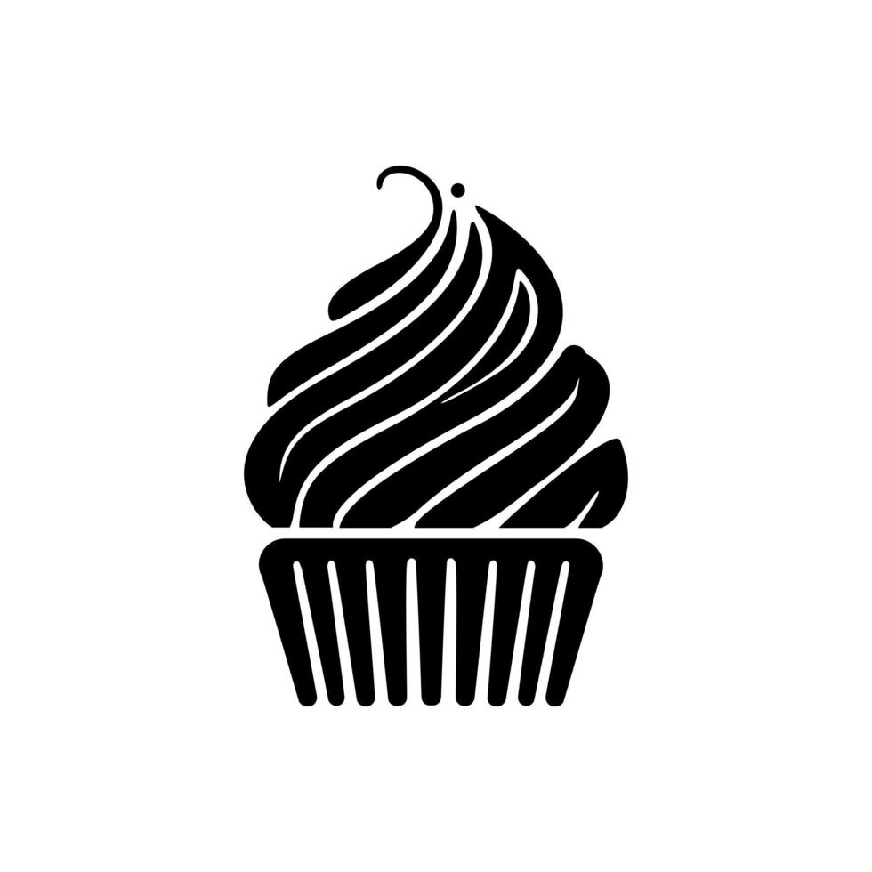 meravigliosamente progettato nero e bianca Cupcake logo. bene per stampe e magliette. vettore