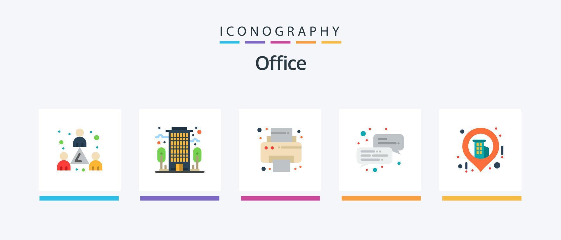 ufficio piatto 5 icona imballare Compreso . carta geografica. stampante. Posizione. ufficio. creativo icone design vettore