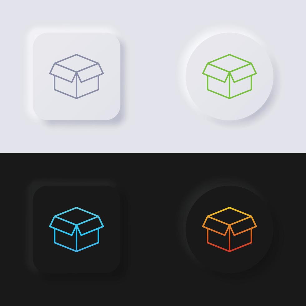 scatola icona impostare, multicolore neumorphism pulsante morbido ui design per ragnatela disegno, applicazione ui e Di più, icona impostare, pulsante, vettore. vettore