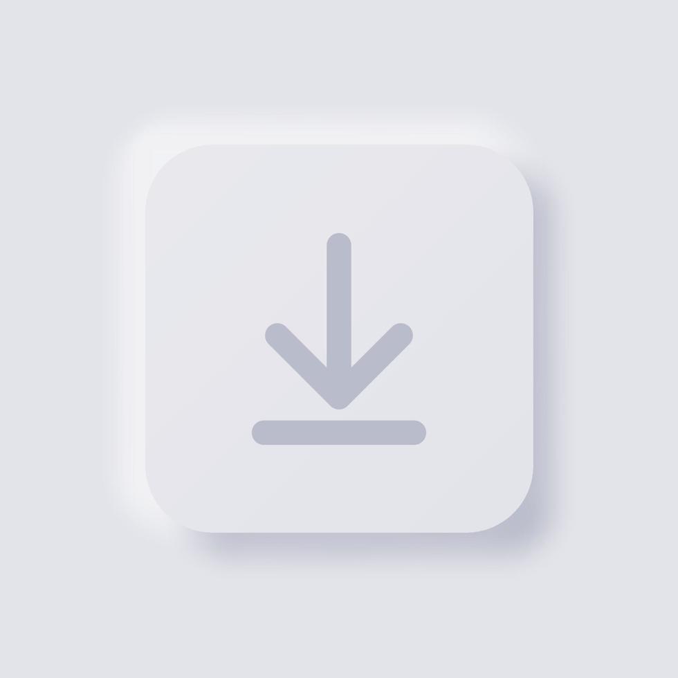 Scarica pulsante icona, bianca neumorphism morbido ui design per ragnatela disegno, applicazione ui e Di più, pulsante, vettore. vettore