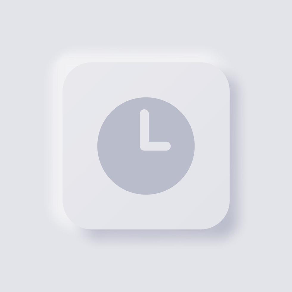 orologio icona, bianca neumorphism morbido ui design per ragnatela disegno, applicazione ui e Di più, pulsante, vettore. vettore