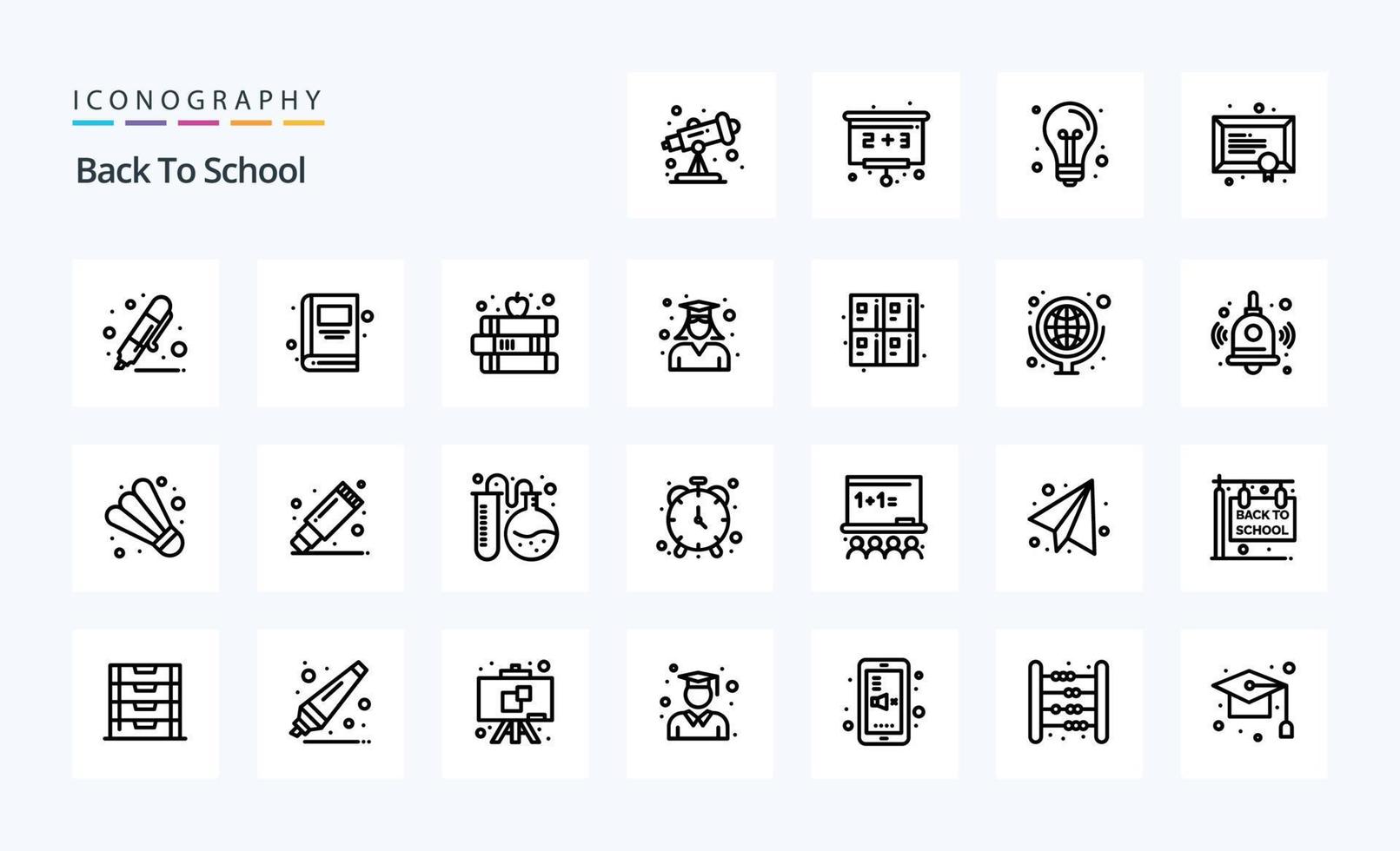 25 indietro per scuola linea icona imballare vettore