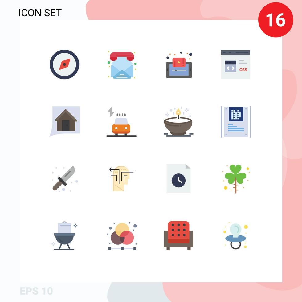 imballare di 16 creativo piatto colori di sviluppo css e codifica tutorial modificabile imballare di creativo vettore design elementi