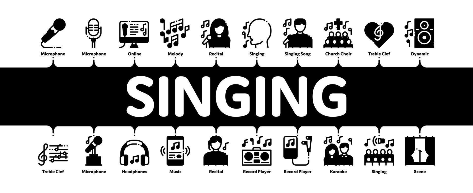 cantando canzone minimo Infografica bandiera vettore