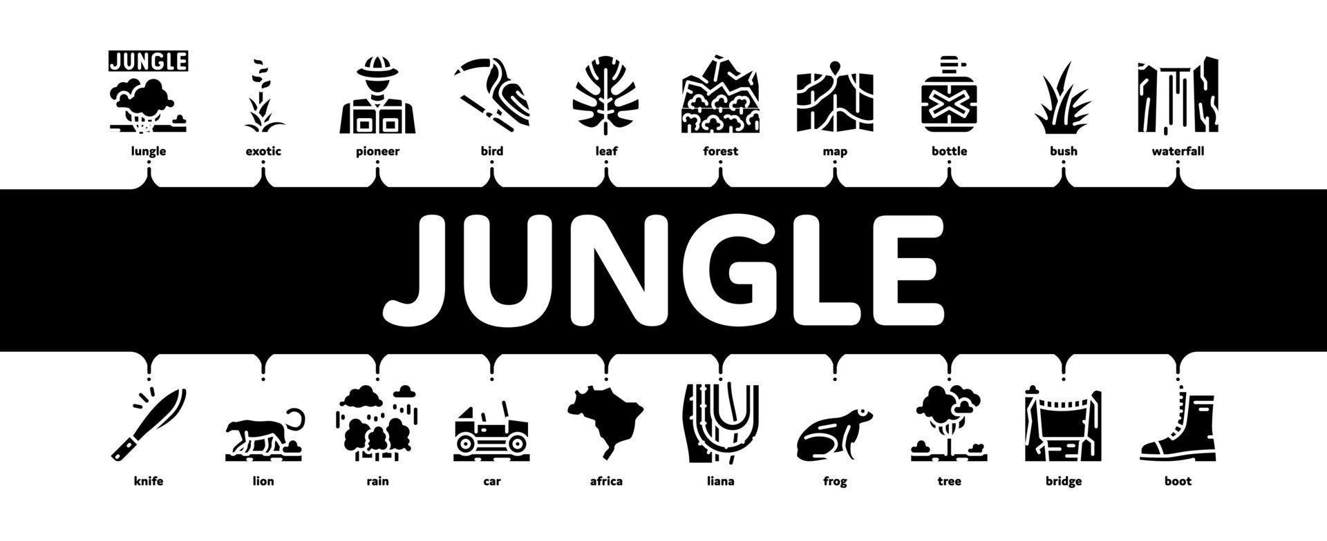 giungla tropicale foresta minimo Infografica bandiera vettore