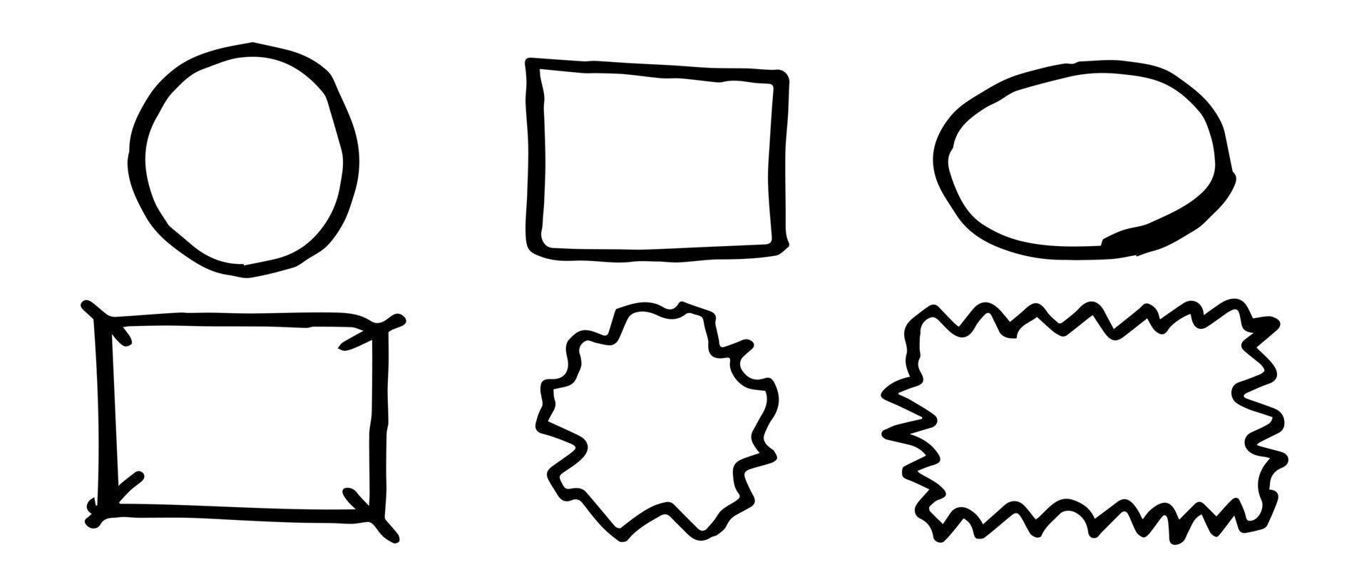 impostare cornice e cerchio doodle per riferimento di progettazione. vettore