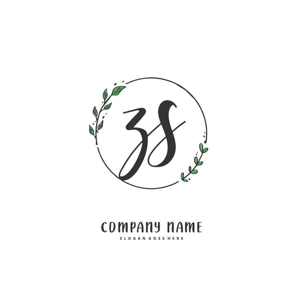 zs iniziale grafia e firma logo design con cerchio. bellissimo design manoscritto logo per moda, squadra, nozze, lusso logo. vettore