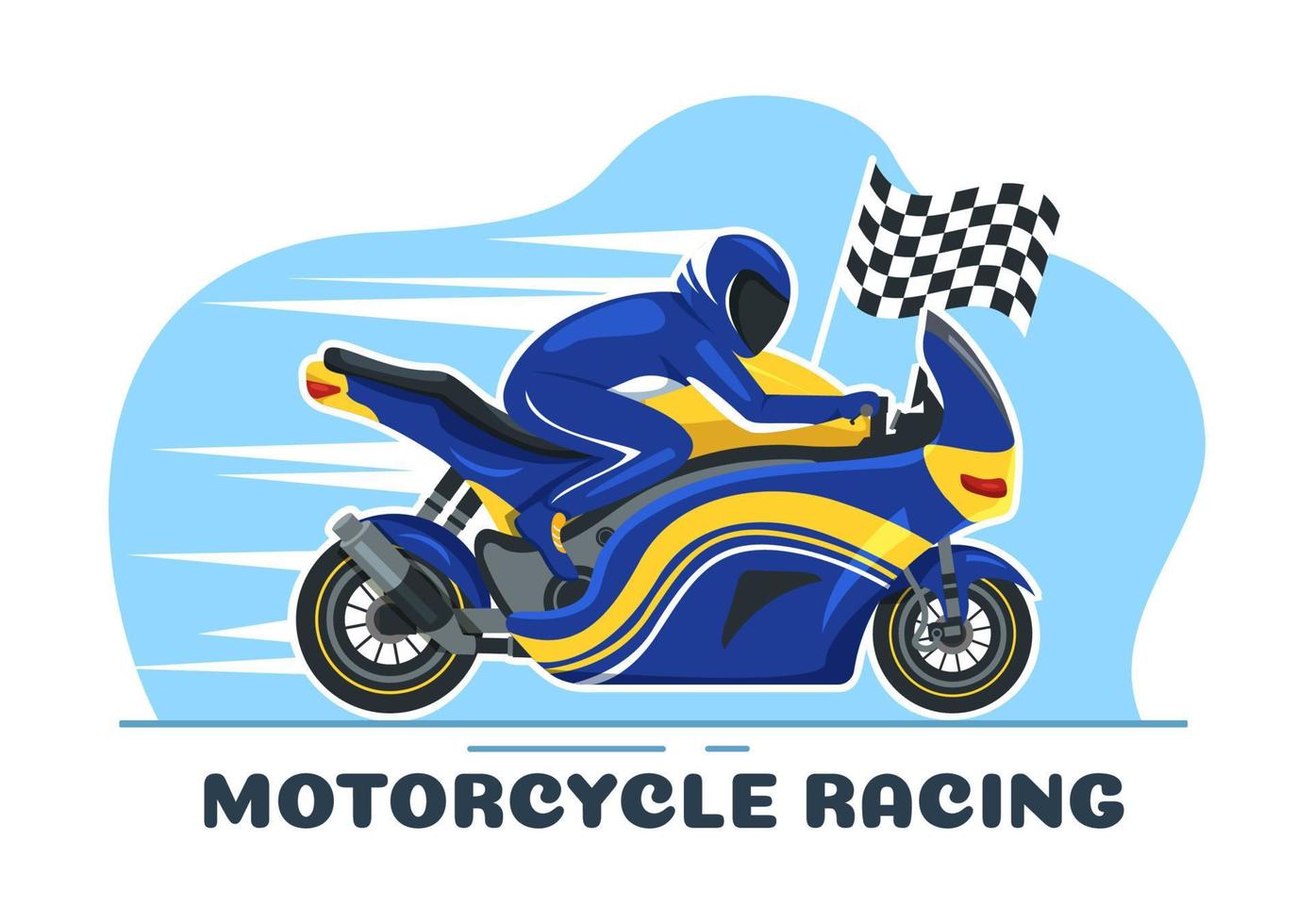 motociclo da corsa campionato su il pista illustrazione con corridore equitazione il motore per atterraggio pagina nel piatto cartone animato mano disegnato modelli vettore