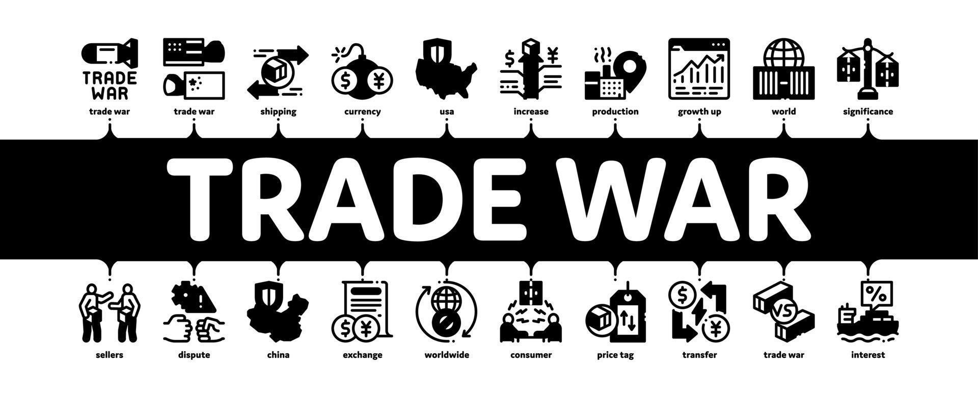 commercio guerra attività commerciale minimo Infografica bandiera vettore