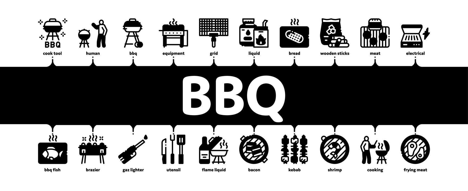 bbq barbecue cucinando minimo Infografica bandiera vettore