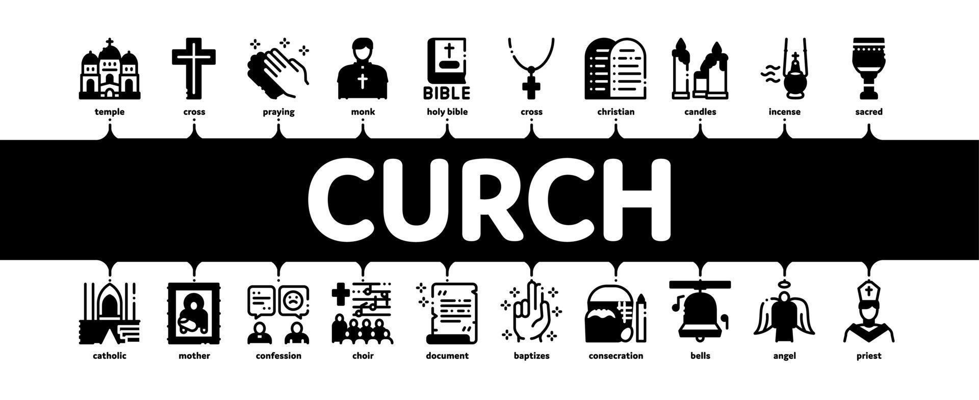 Chiesa cristianesimo minimo Infografica bandiera vettore