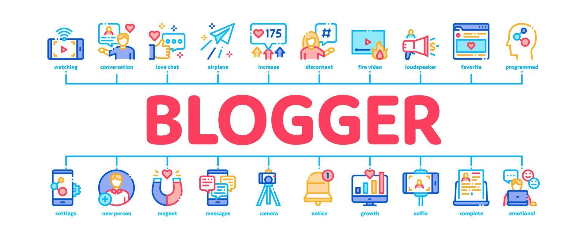 blogger canale minimo Infografica bandiera vettore